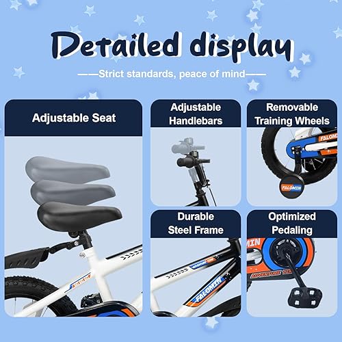 Miniatura 5 de Bicicleta infantil de 121416 pulgadas para niños pequeños de 3 a 8 años, neumáticos antideslizantes seguros, ruedas de entrenamiento extraíbles,
