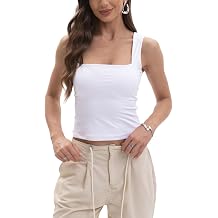 Women's Square Neck Sleeveless Double-Layer Tank Tops Basic Tight T-Shirts