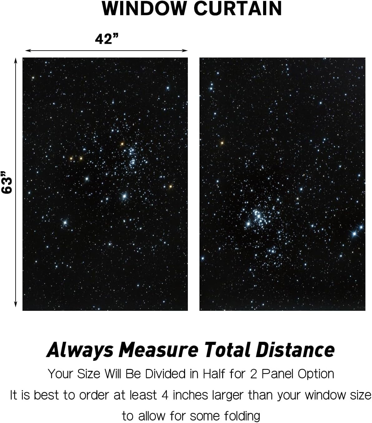 Coxila Galaxy Window Curtains for Bedroom 42 x 63 Inch Outer Space Star Gothic Goth Black Trippy Celestial Kids Boys Starry Nebula Universe Anime Living Room Treatment Set of 2 Curtain Panels Drapes