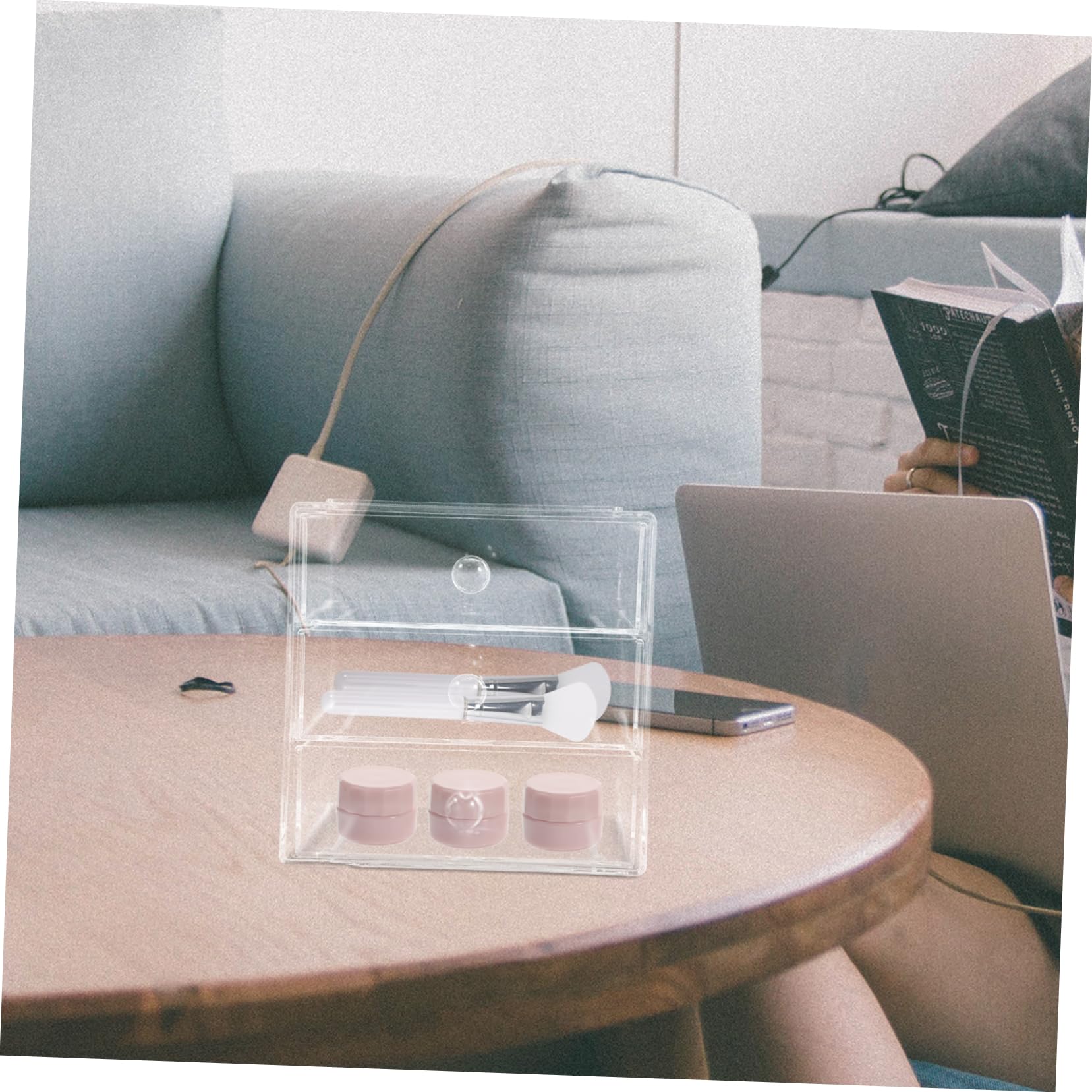 Gadpiparty Caja De Almacenamiento De Cosméticos De Escritorio Organizador De Maquillaje Con Cajones Caja De Almacenamiento De Cosméticos Transparente Para Tocador Almacenaje De Cosmetica
