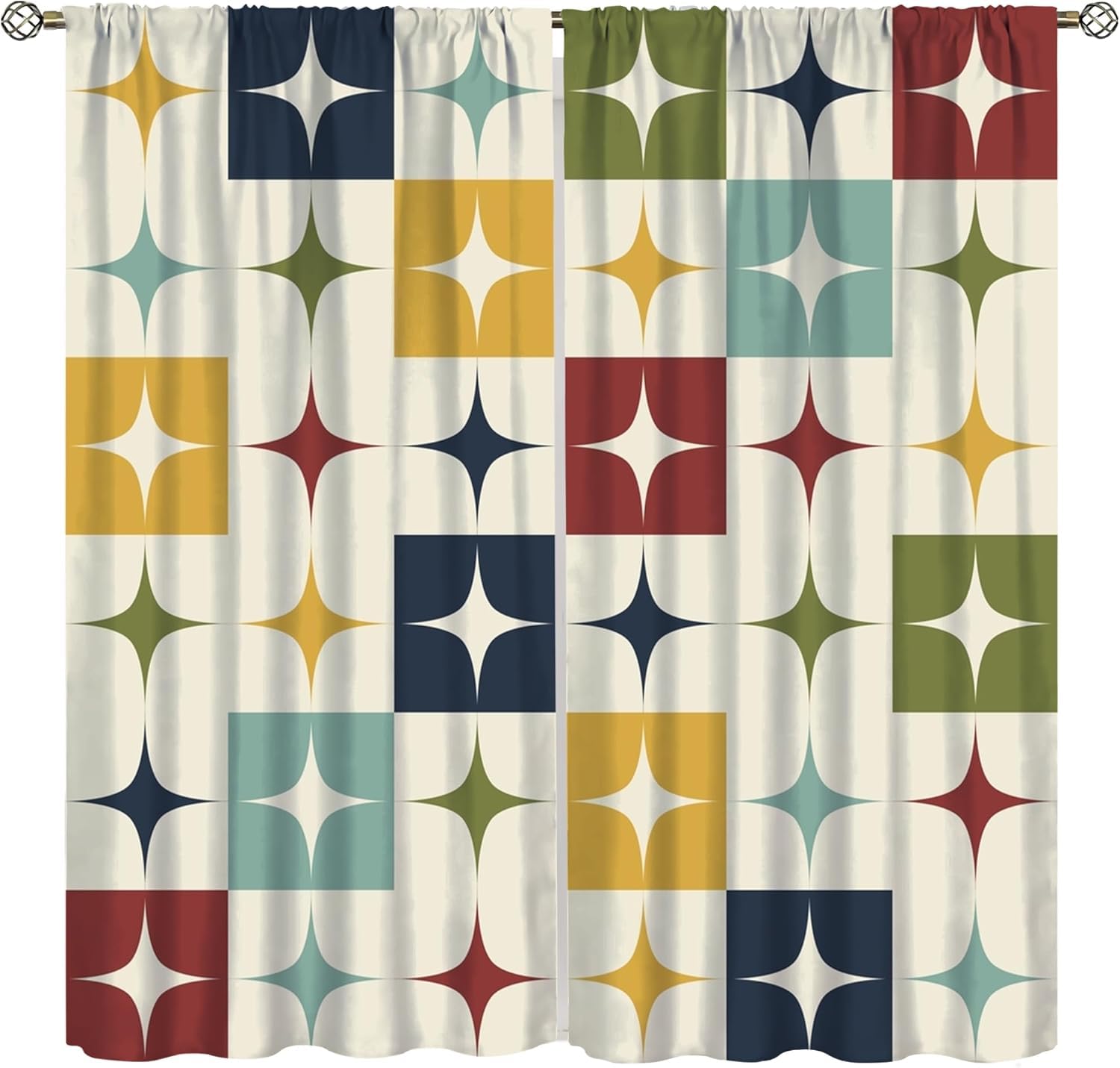 Lot de 2 rideau chambre enfant fille garcon motif géométrique décoration salon