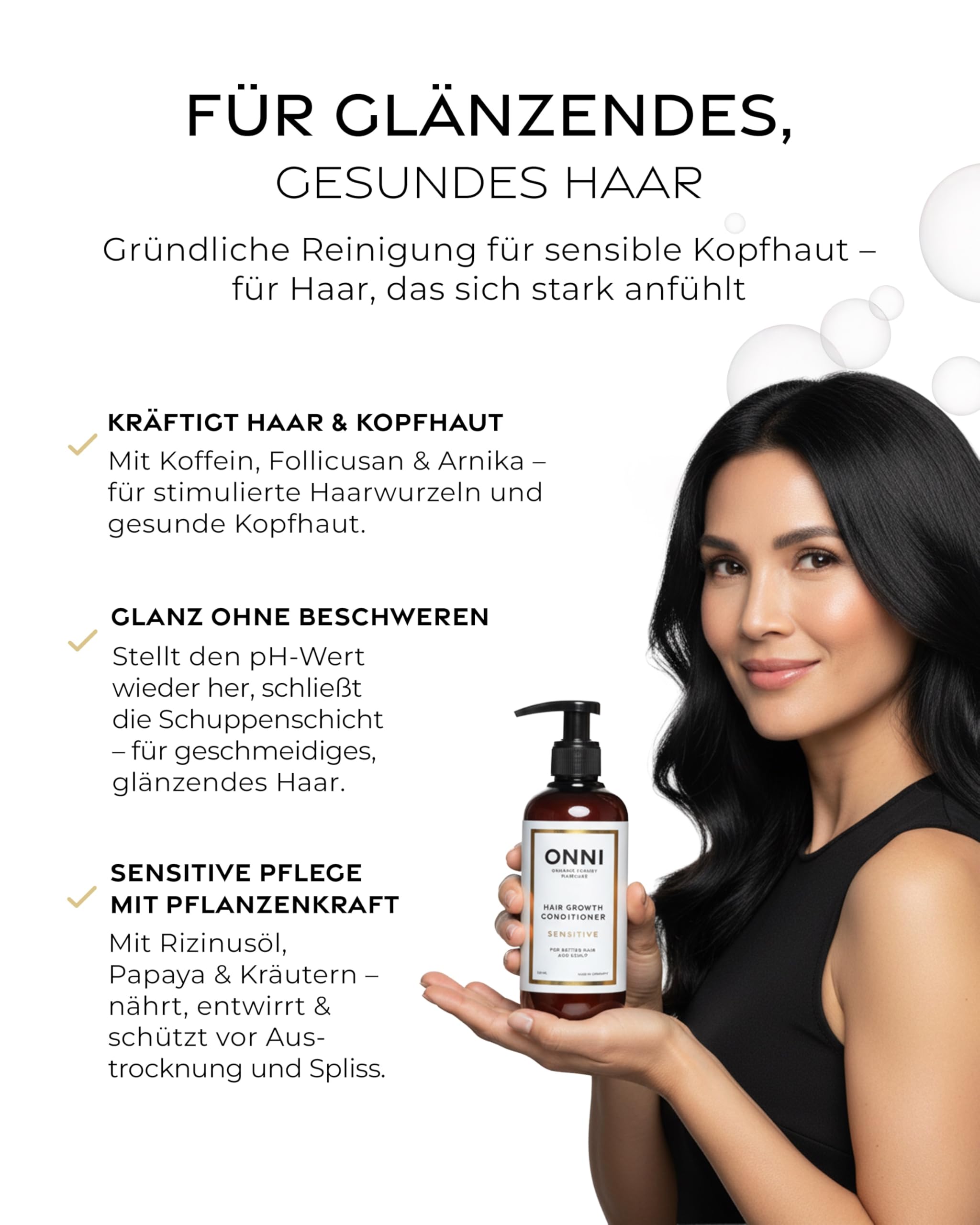 ONNI – SENSITIVE sanfter Conditioner für Haarwachstum 100ml Reisegröße – Haarpflege mit Follicusan & Pflanzenextrakten – Hair Growth Haarconditioner ohne Öle & Duftstoffe – silikon- & parabenfrei