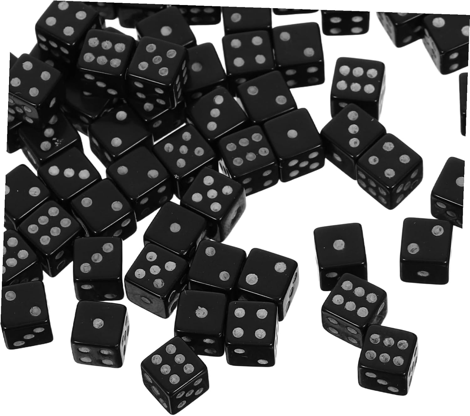 YARNOW 100pcs Mini Black Dice Pack Portable Miniature Dice with Clear Dots for Board Games Parties Math Activities and Creative Entertainment Supplies