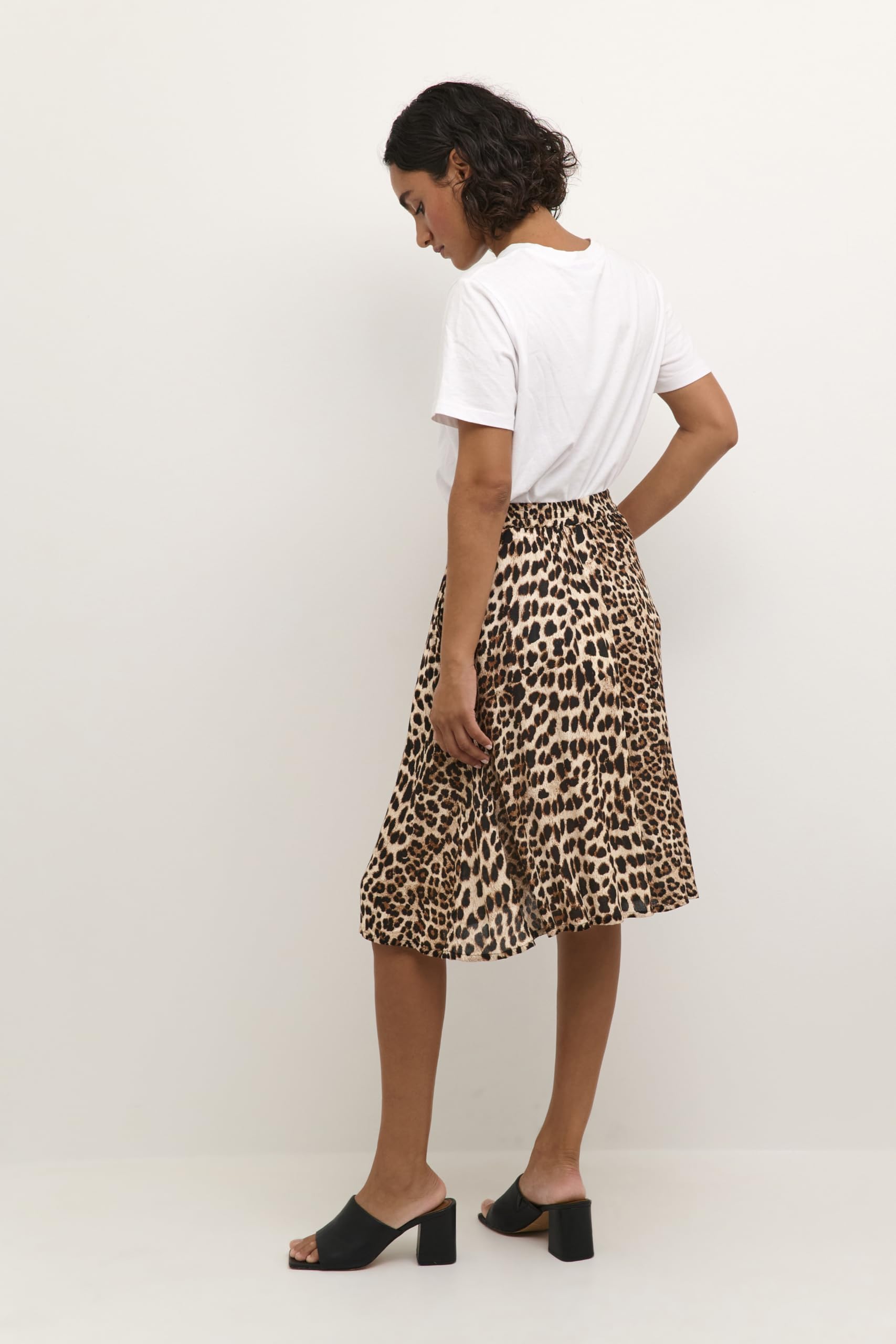 KAFFE Damen Rock KAamber Damen Rock Sommer Hoher Taille A Linie Kurz Knielang Skirt Elastische Taille