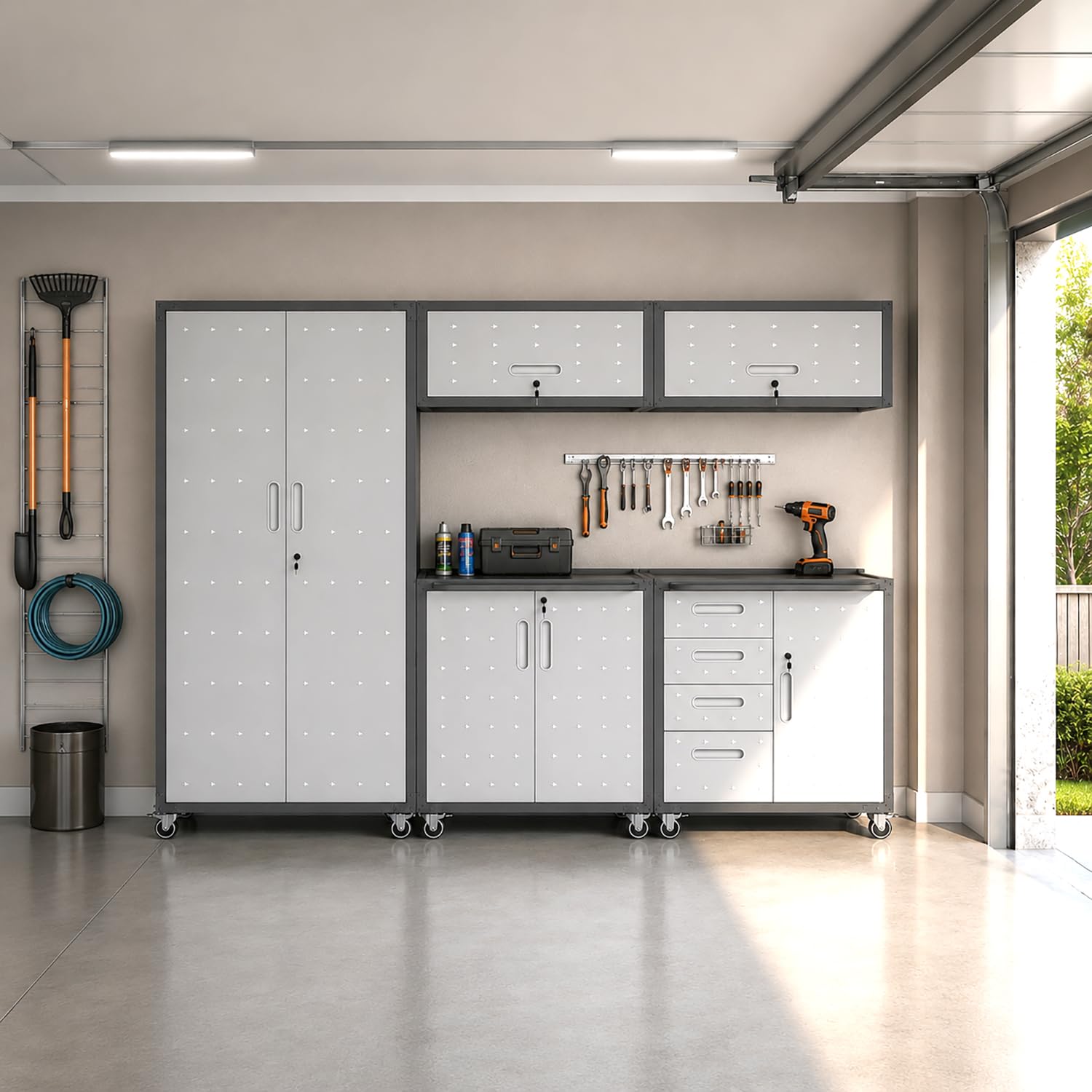OPTYMIRA 5-Piece Metal Garage Storage Cabinets System