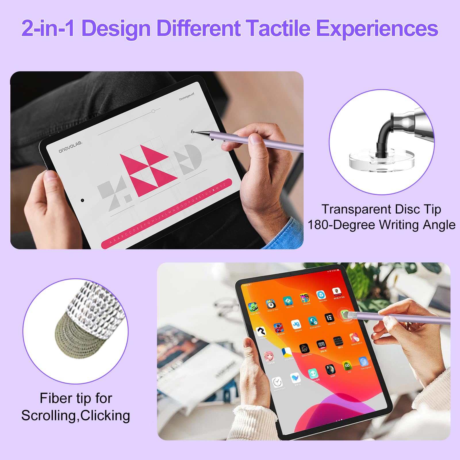 Lápiz capacitivo para pantalla táctil, lápiz capacitivo 2 en 1 de alta precisión, adecuado para iPhone/iPad/Android Stylus para iPad, compatible con todos los táctiles