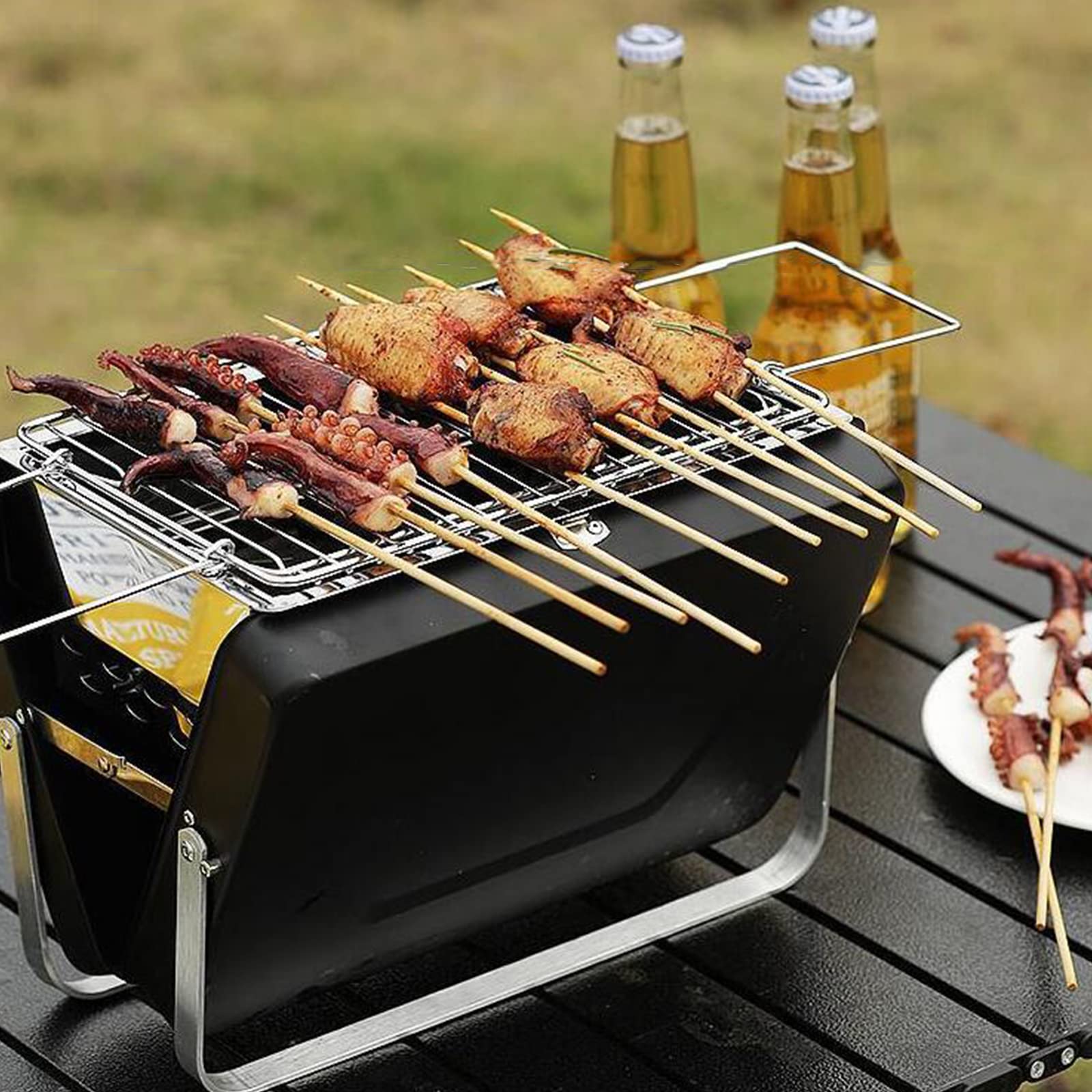 Parrilla de Barbacoa Portátil al Aire Libre Parrilla de Barbacoa de Carbón Portátil para el Hogar Campo de Camping Plegable Mini Parrilla de Barbacoa Se Puede Subir y Bajar