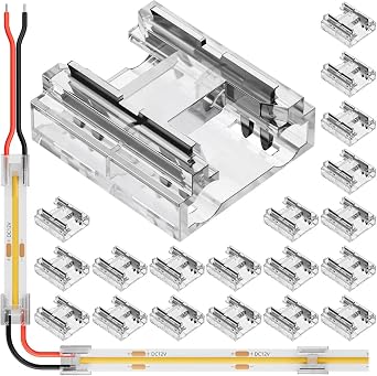 20 Pack COB 0.31in8mm 2 pin Transparent Connector for Non-Wired Gapless Solderless