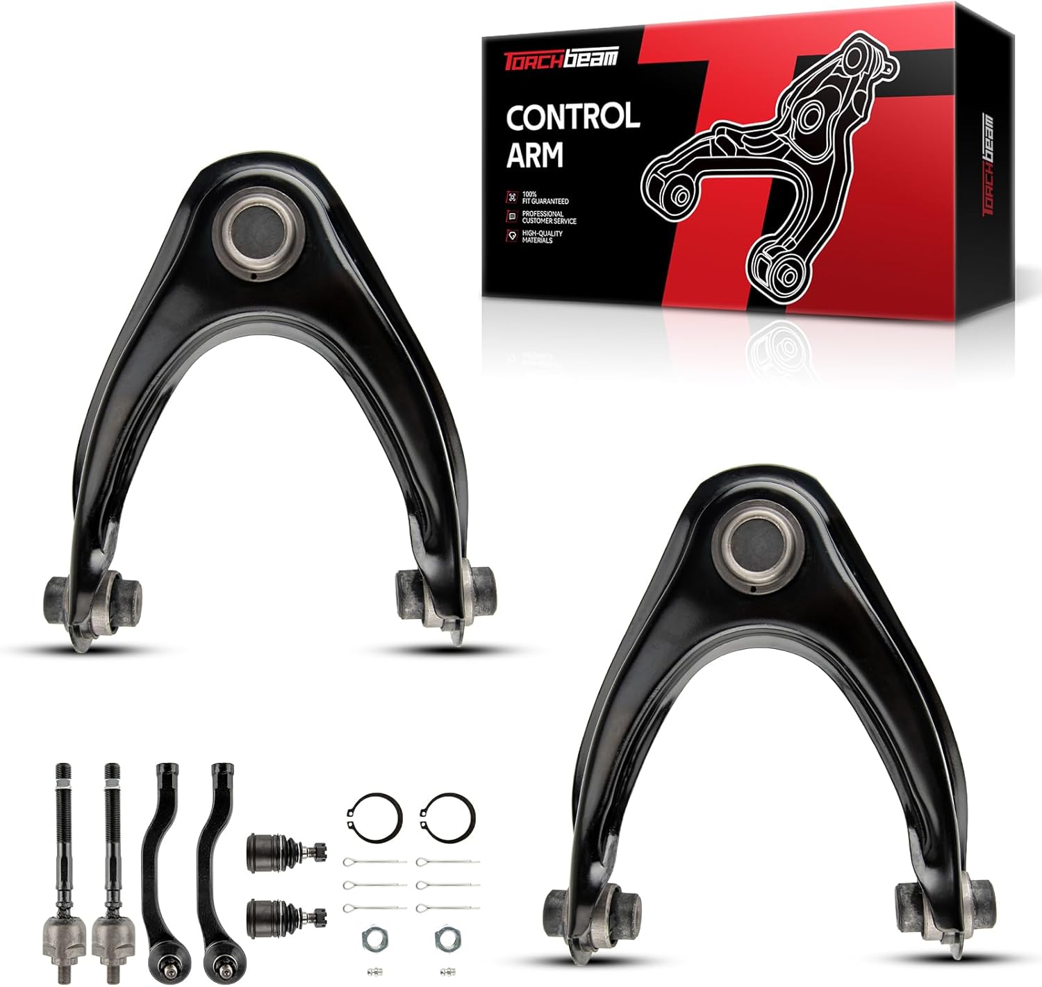 Torchbeam 10Pcs Front Upper Control Arms, Suspension Kit with Ball Joint Tie Rod End Sway Bar Link for Civic 1996 1997 1998 1999 2000, Replace for K90450 K90451 K9802 K90123 EV367 ES3331 ES3332