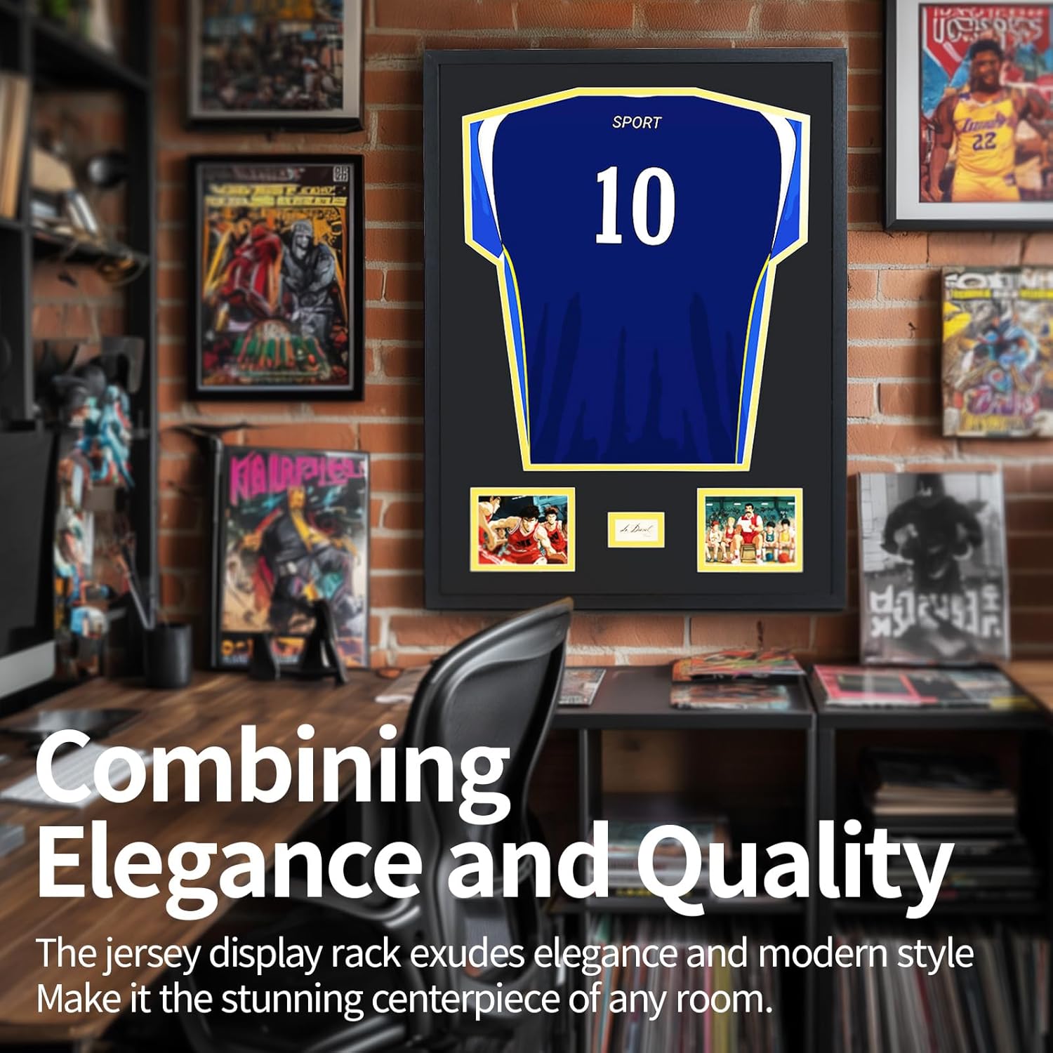 Nice C Jersey Frame Display Case, Jersey Frame With Photo Slots, Shirt Display Shadow Box, Signature Display Slot, 98% UV Protection, Football Basketball Soccer (1 Pack)