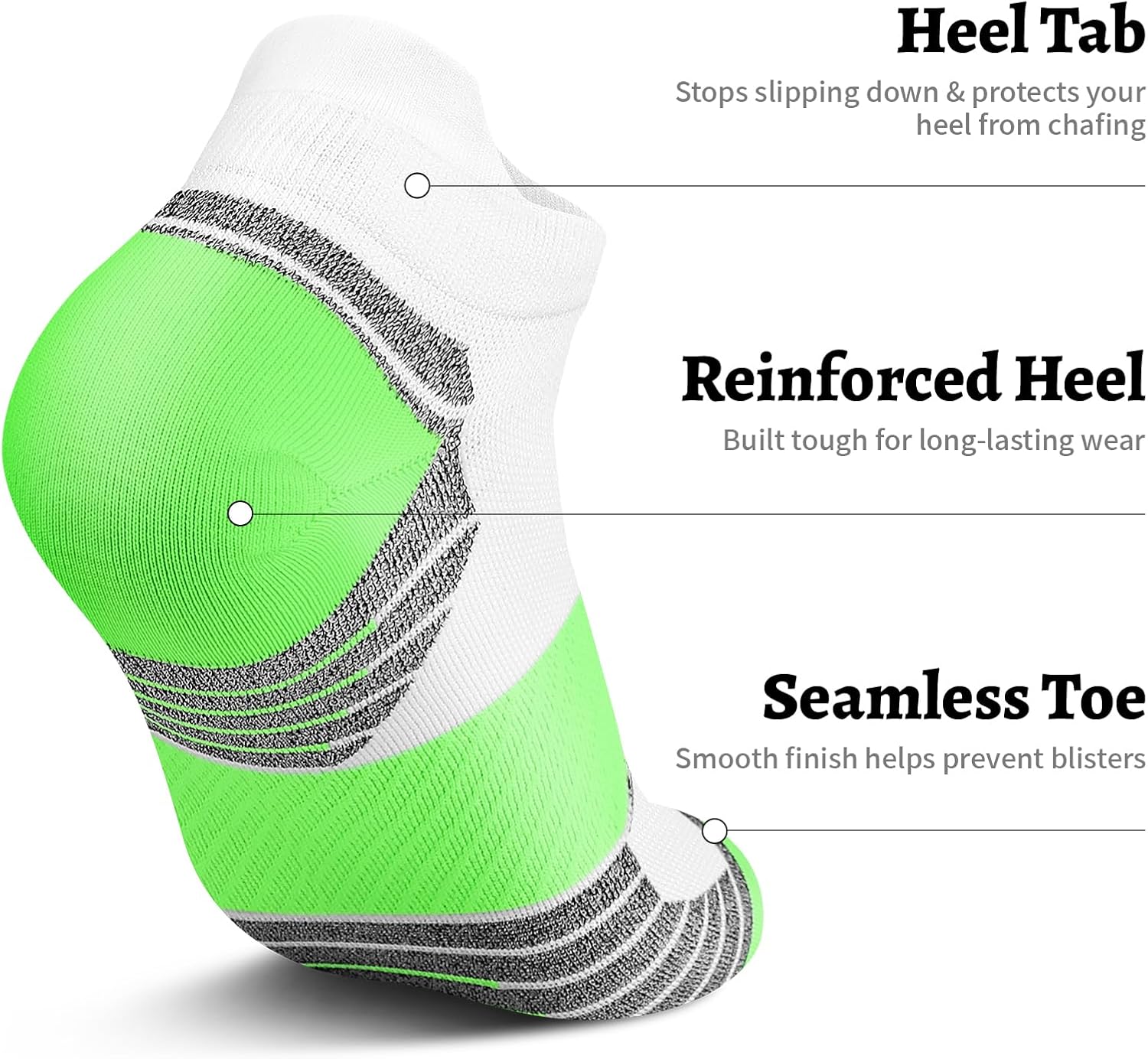 PAPLUS Compression Running Socks Women (6 Pairs), Ankle Athletic Socks Low Cut with Arch Support - Image 5