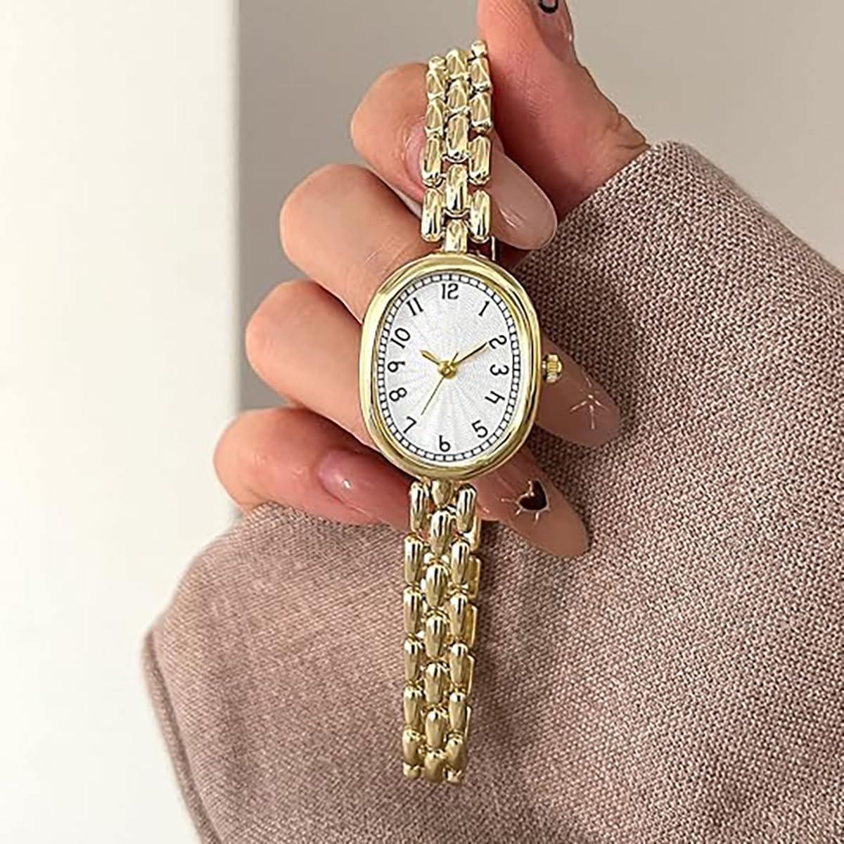 Women’s Vintage Oval Watch Elegant Bracelet Analog Dress Wristwatch image 2