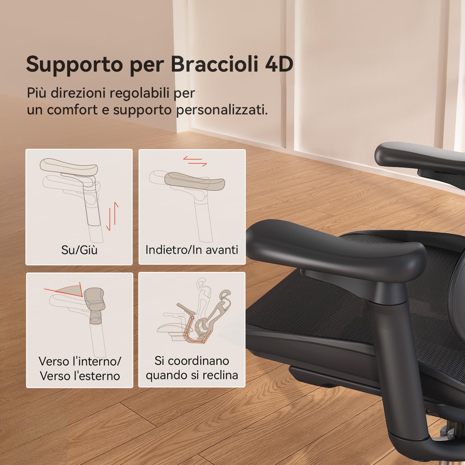 SIHOO Doro C300 Sedia Ufficio Ergonomica con Braccioli Ultra Morbidi in 3D, Supporto Lombare Dinamico per Sedia scrivania a Casa, Sedia da Scrivania con Schienale Regolabile,2 confezioni(Nero)