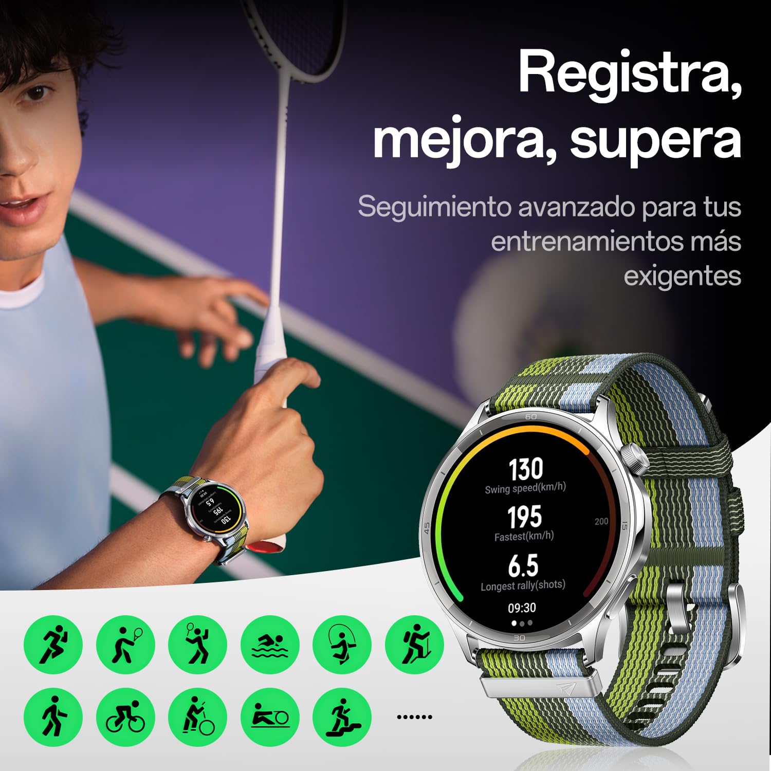 OPPO Watch S Reloj Inteligente, 1.96 Pulgadas AMOLED Pantalla, 100+ Modos Deportivos, Llamadas Bluetooth, hasta 12 Días de Batería