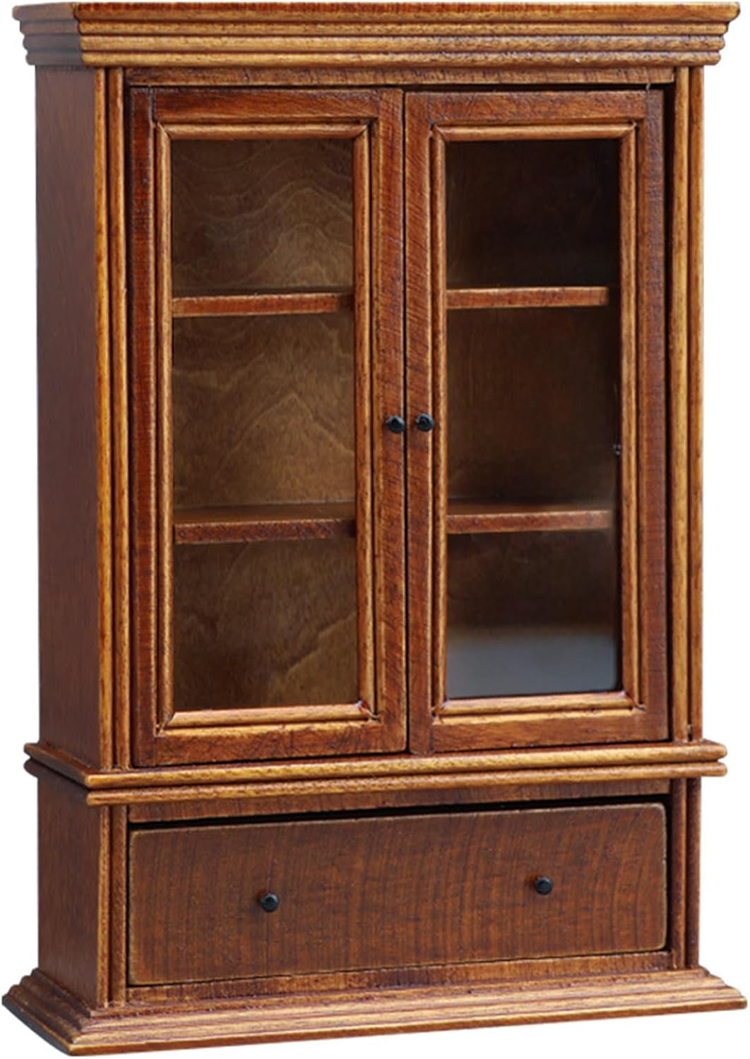 ドールハウス家具、ガラスドア付きドールキャビネット 1:12スケール