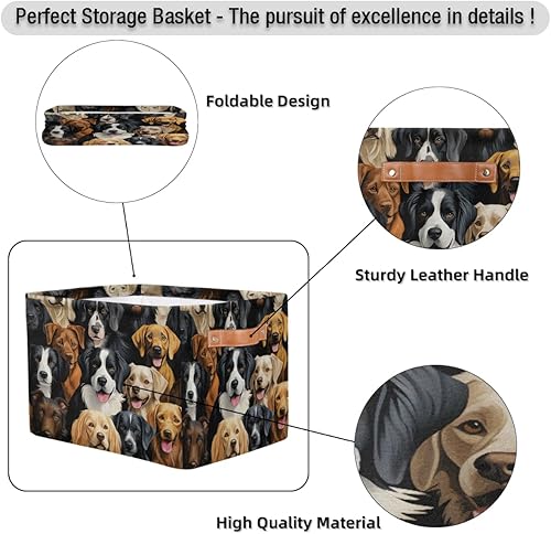 Miniatura 5 de Cesta de almacenamiento para perros y cachorros, cubos de almacenamiento de lona plegable para perros, cesta organizadora de juguetes impermeable