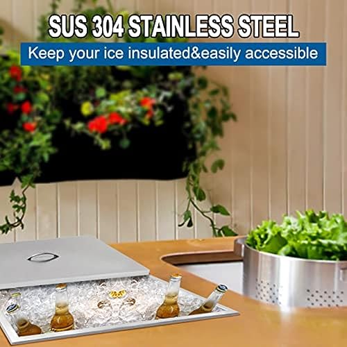 Miniatura 2 de Drop In Ice Chest With Cover Stainless Steel Ice Cooler Included Drain-pipe And Drain Plug Drop In Ice Bin Outdoor Kitchen For Cold Wine