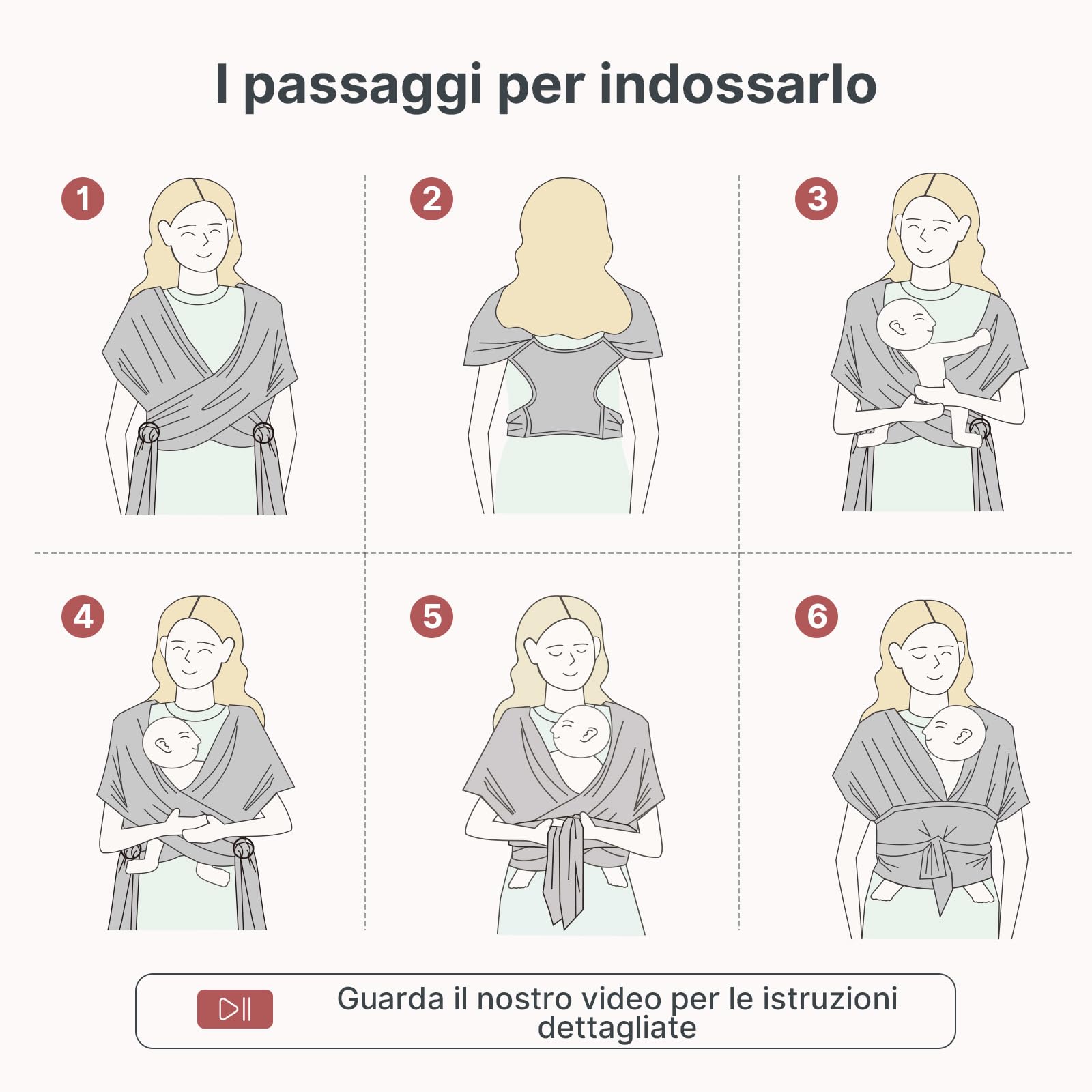 Momcozy Fascia per neonati – Anello facile da indossare – Fascia per il trasporto traspirante per mani libere – Marsupio regolabile da 3,6 kg a 15 kg (Grigio)