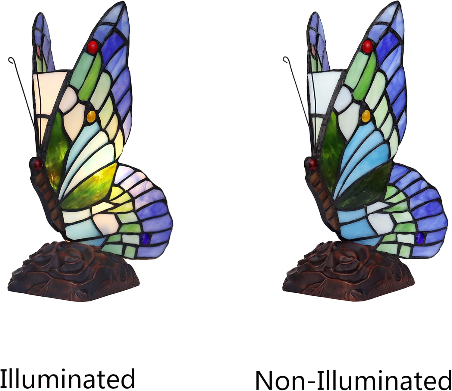 Tiffany-Style 1 Light Butterfly Accent Table Lamp 10" Tall