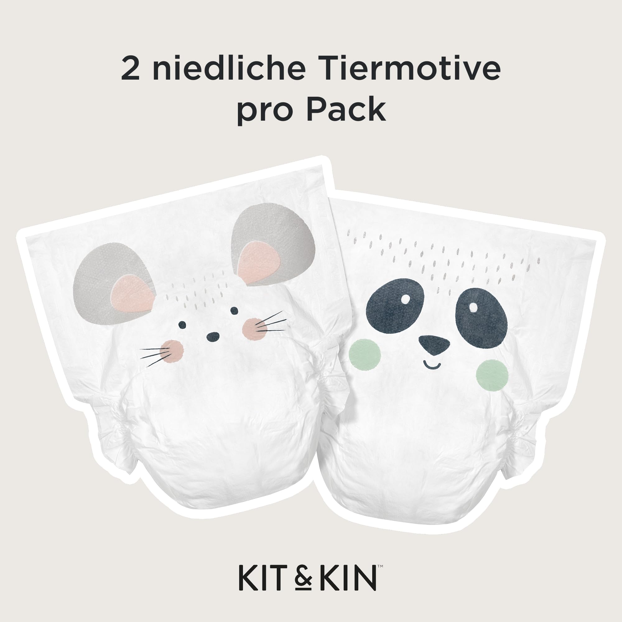Kit & Kin Premium Windeln Größe 2 (4-8 kg) 152 Stück, Pflanzliche & Hypoallergene Babywindeln, Zuverlässiger Auslaufschutz, Vegan & Tierversuchsfrei