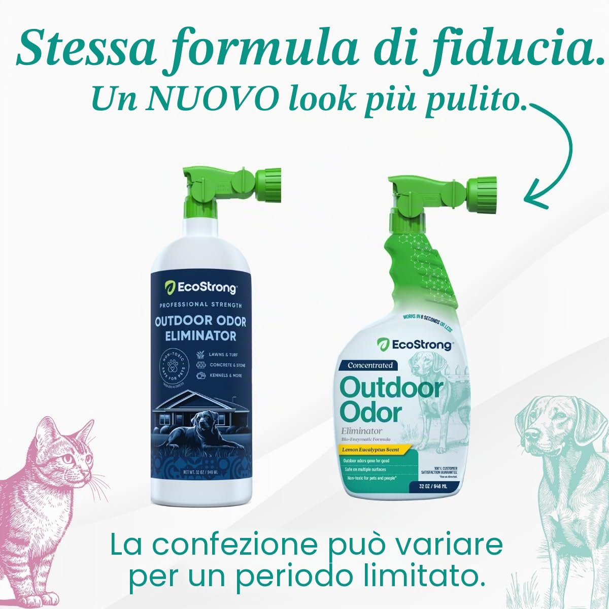 Eliminatore di odori per esterni, detergente enzimatico per l'urina del cane, potente deodorante per animali domestici, gatti, animali, forza professionale per cortile, tappeto erboso, canili, patii,