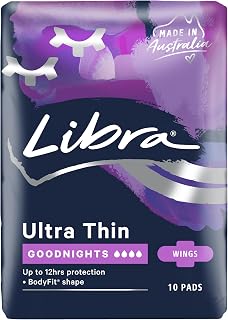 Libra Ultra Thin Goodnights Pads with Wings, 10 count
