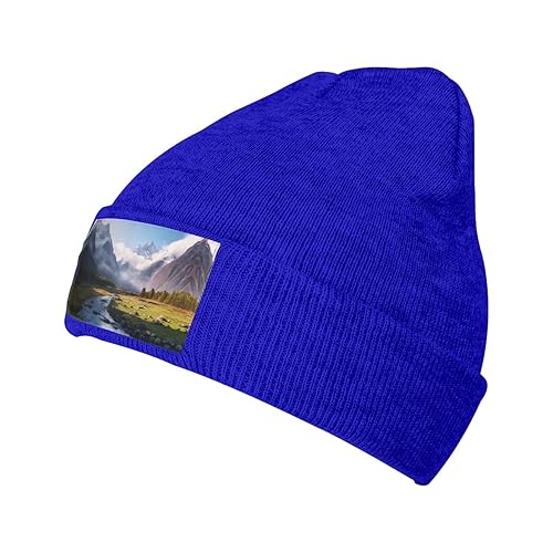 (Travel Mountain Scenery) Knitted Beanie Multiple Colors Soft Warm Stretchable