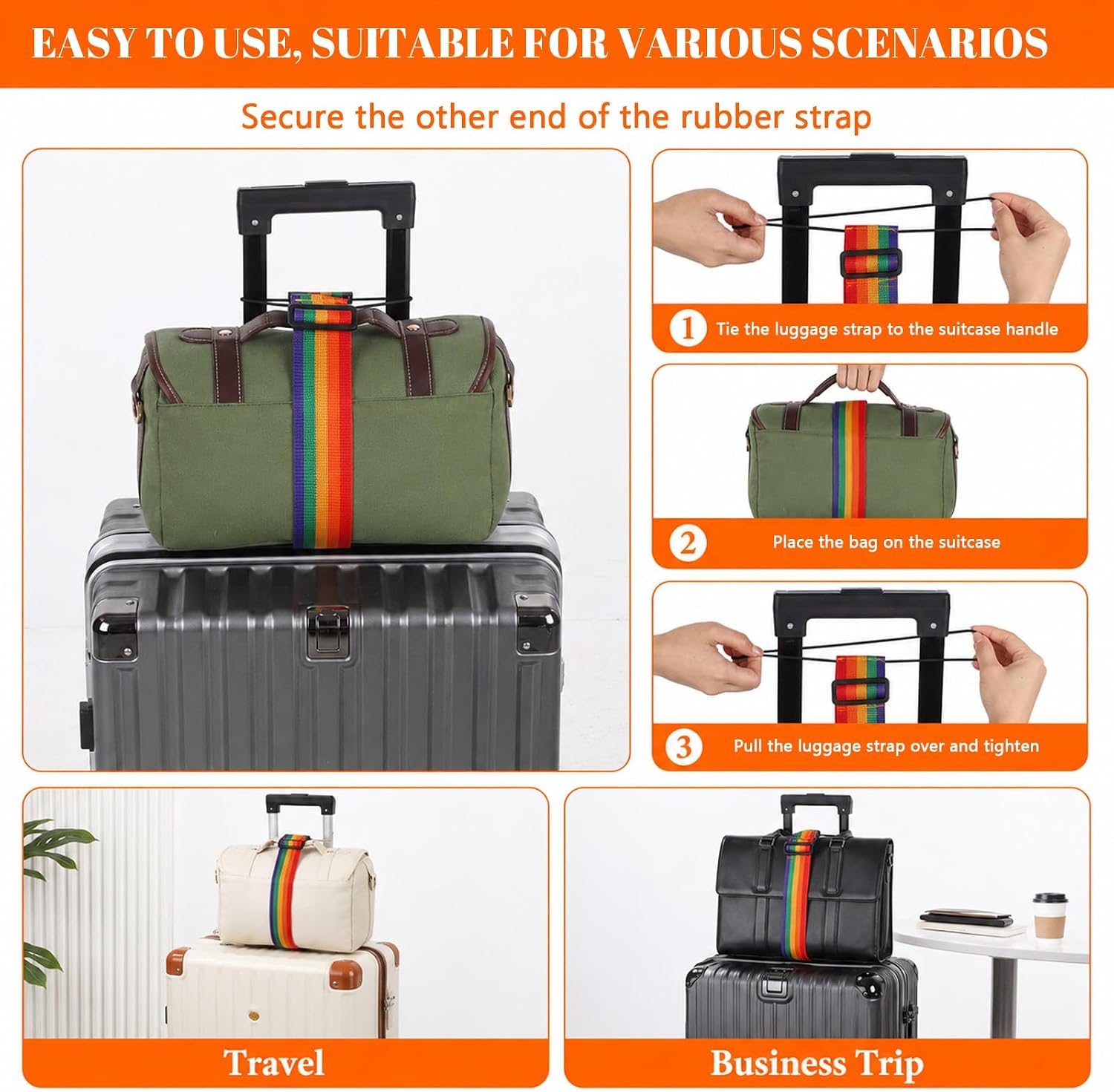3 Pcs Adjustable Luggage Connector Straps for Suitcases