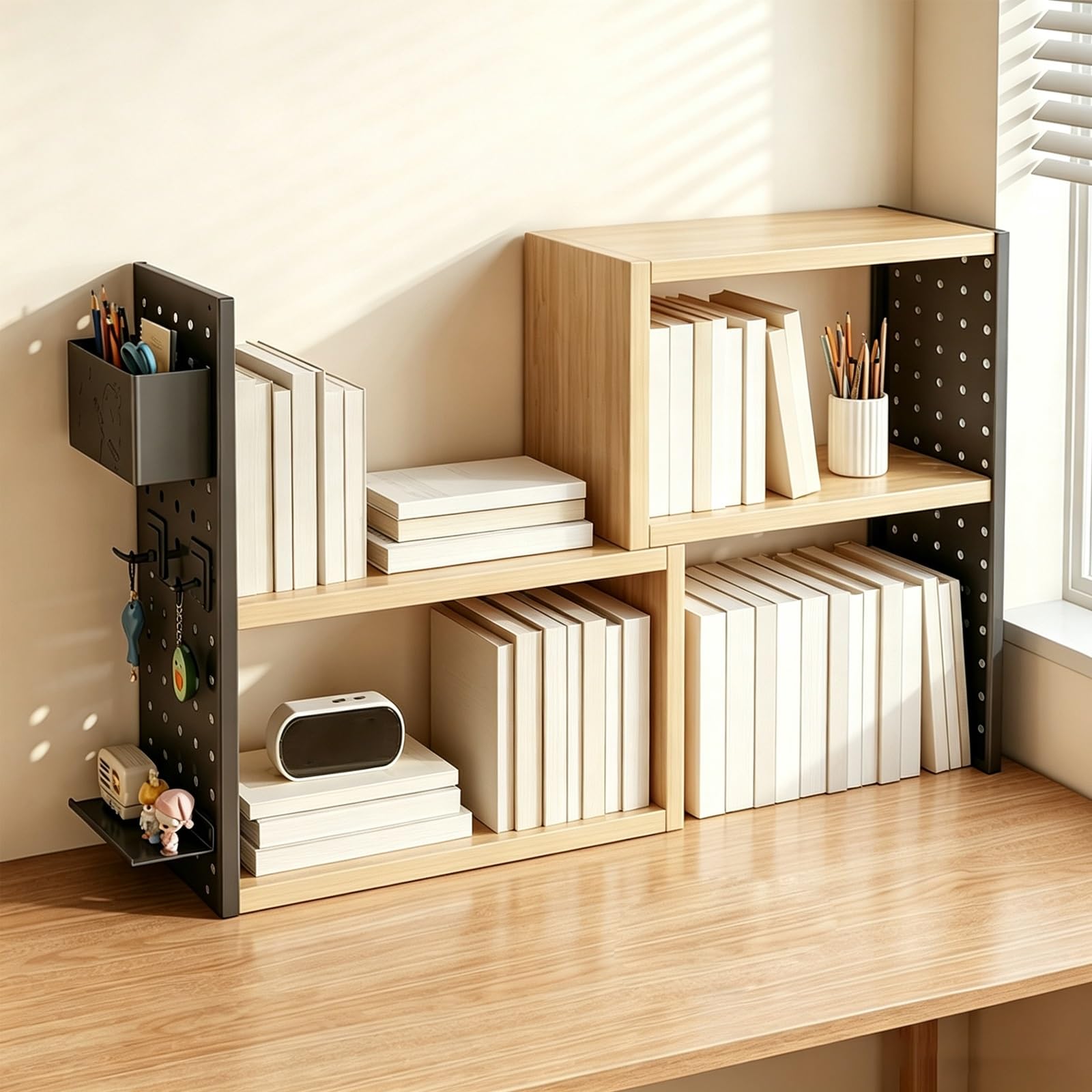 Desk Hutch Metal Tabletop Storage Rack Tiered Organizer