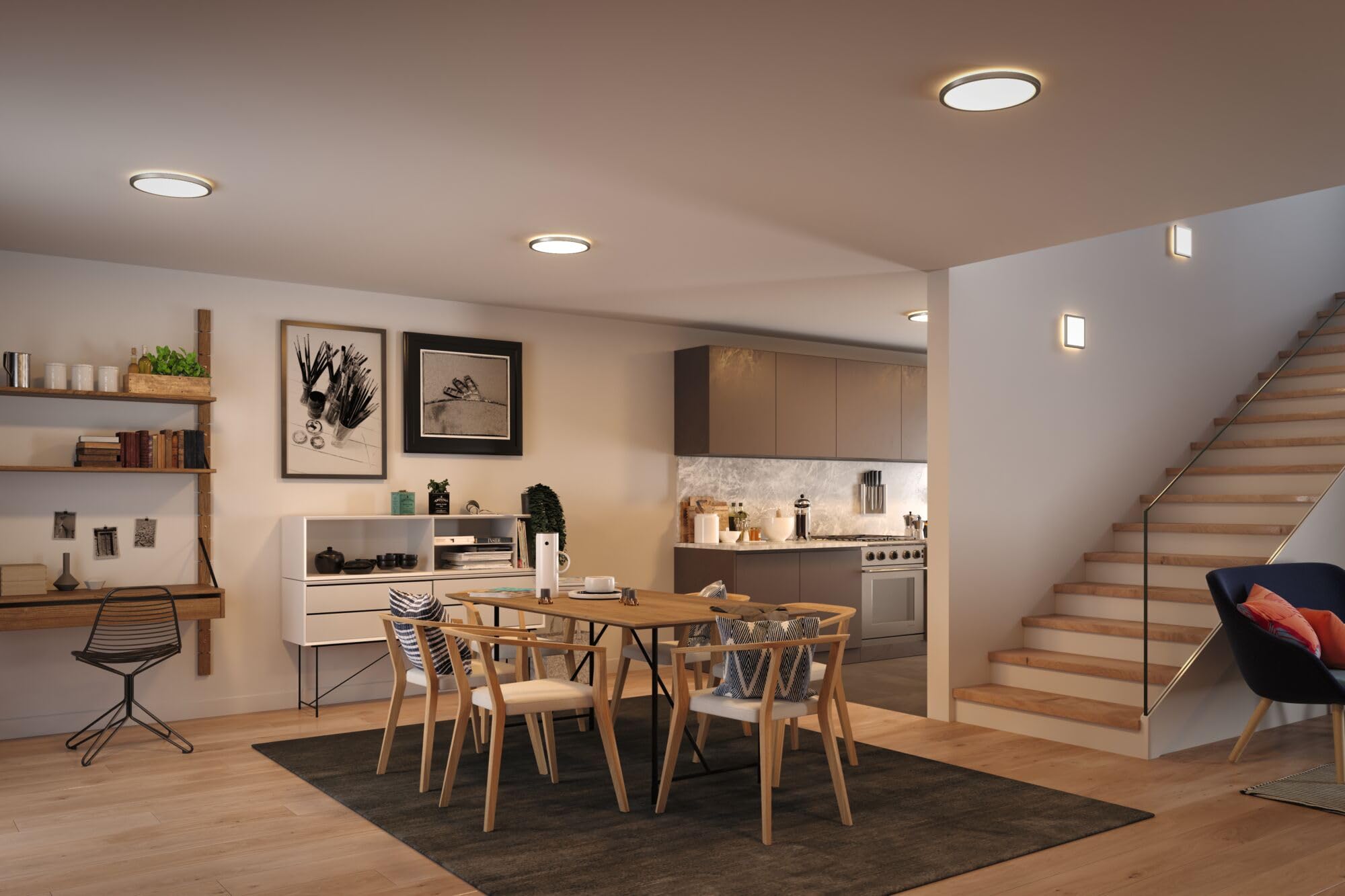 Paulmann 70991 Panel LED Atria Shine 293mm okrągły z 1x16 W ciepły biały chrom matowy panel świetlny plastikowy panel sufitowy 3000 K