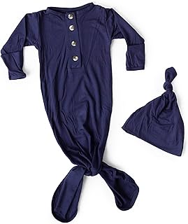 Juego de vestido y sombrero para recién nacido, color azul marino, suave y elástico, para dormir de 0 a 3 meses, traje de niño