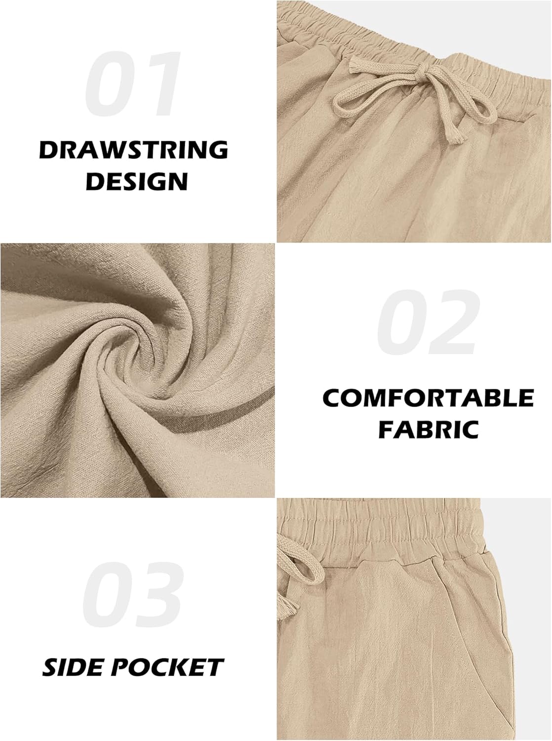 Men's Casual Linen Pants Loose Fit Drawstring Waist Lightweight Linen Trousers Summer Yoga Beach Long Pants - Image 6