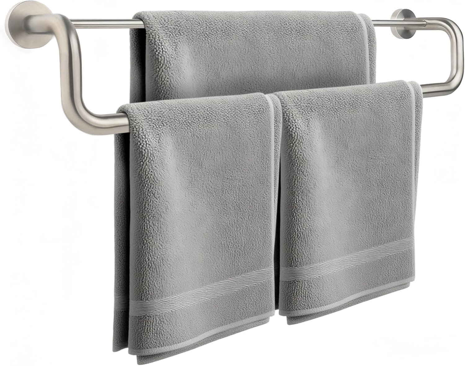 Double Towel Bar,Double Towel Rack for Bathroom,24 Inch Brushed Finished Towel Holder, Bath Towel Rack for Bathroom Wall Mounted,SUS304 Brushed Stainless Steel, Easy to Install