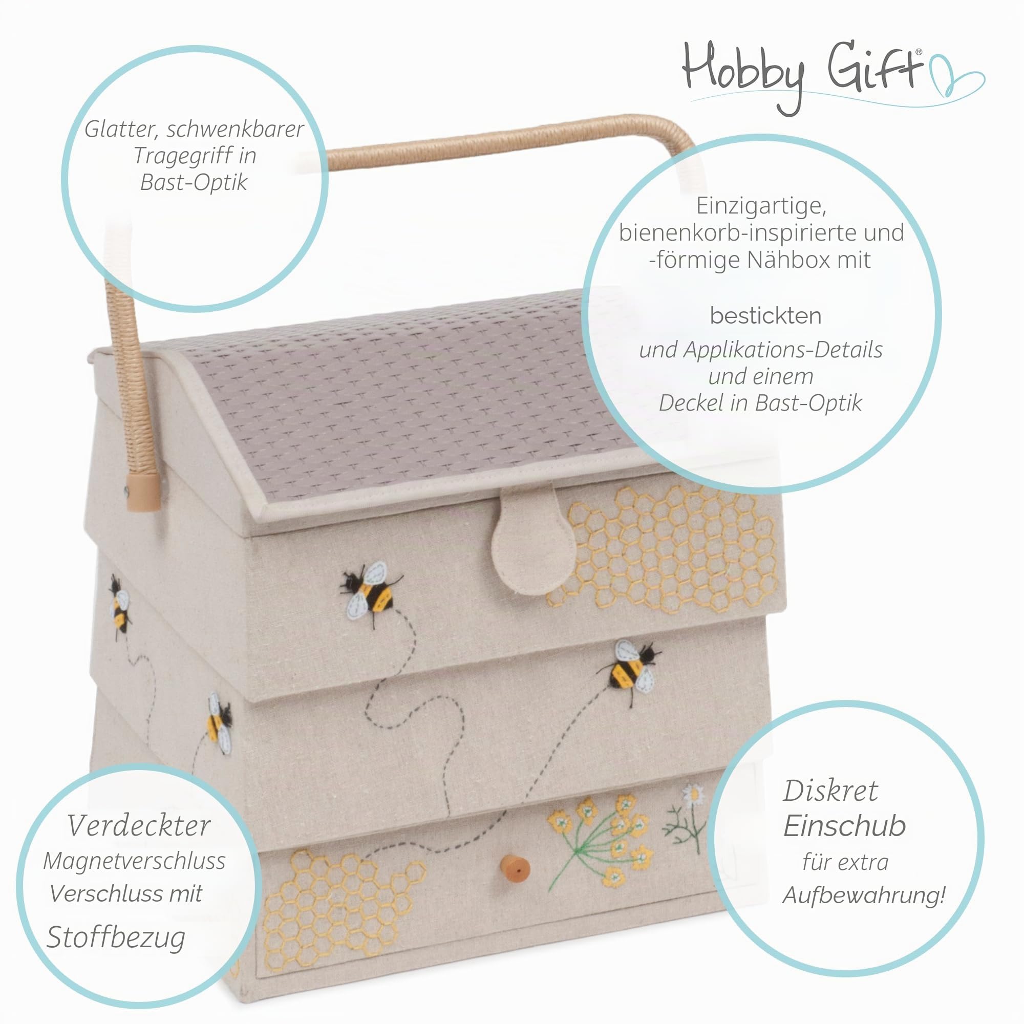 Hobby Gift Neuheit Nähhandwerk Hobby Aufbewahrungsbox, Bienenstock, 24 x 29 x 29.5cm