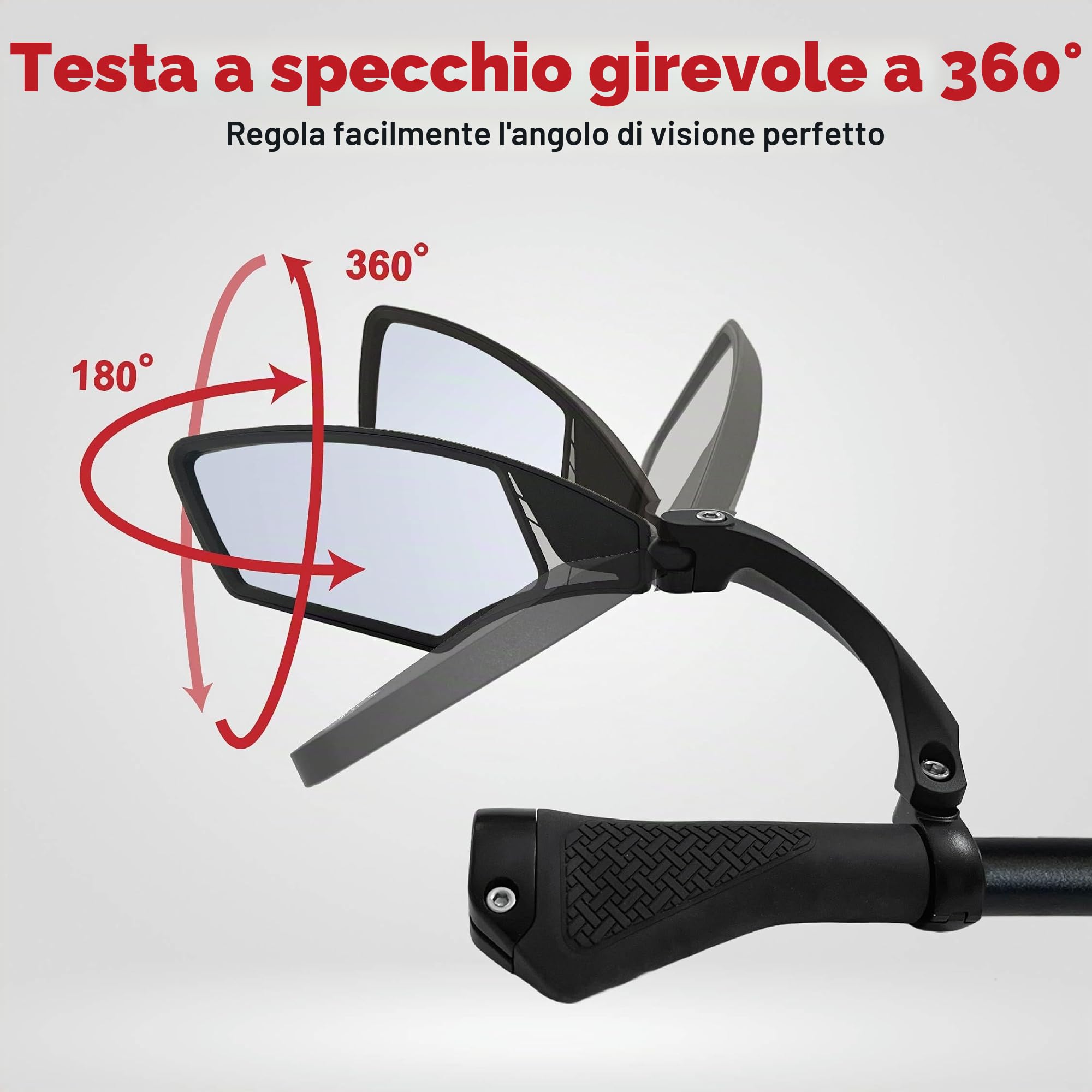 Hafny HF-MR095 - Specchietto per manubrio bicicletta, HD, resistente alle esplosioni, lente in vetro, antiriflesso blu a sinistra