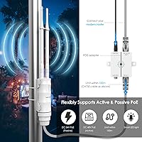Vista 5 de WAVLINK AC1200 Extensor Wi-Fi de largo alcance para exteriores, punto de acceso exterior de doble banda con PoE activo/pasivo, puerto WAN/LAN
