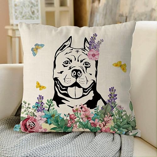 Miniatura 2 de GAGEC Fundas de almohada de primavera de 18 x 18 pulgadas, funda de almohada Pitbull Hello Spring Home para sofá, vacaciones, decoración de