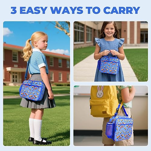 Miniatura 2 de Lonchera infantil para niñas y niños, lonchera pequeña para hombres con correa para el hombro, lonchera para niños pequeños para guardería (coche)