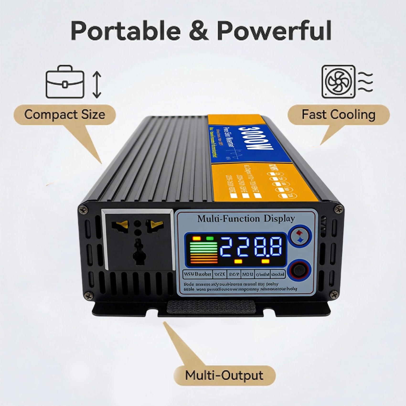 48v to 230v,Przetwornica czystej fali sinusoidalnej 72V na 110V, 3000W 12V/24V/48V/60V/72V DC na 110V/230V AC, z wyświetlaczem LCD, do zastosowań w solarnych systemach off-grid