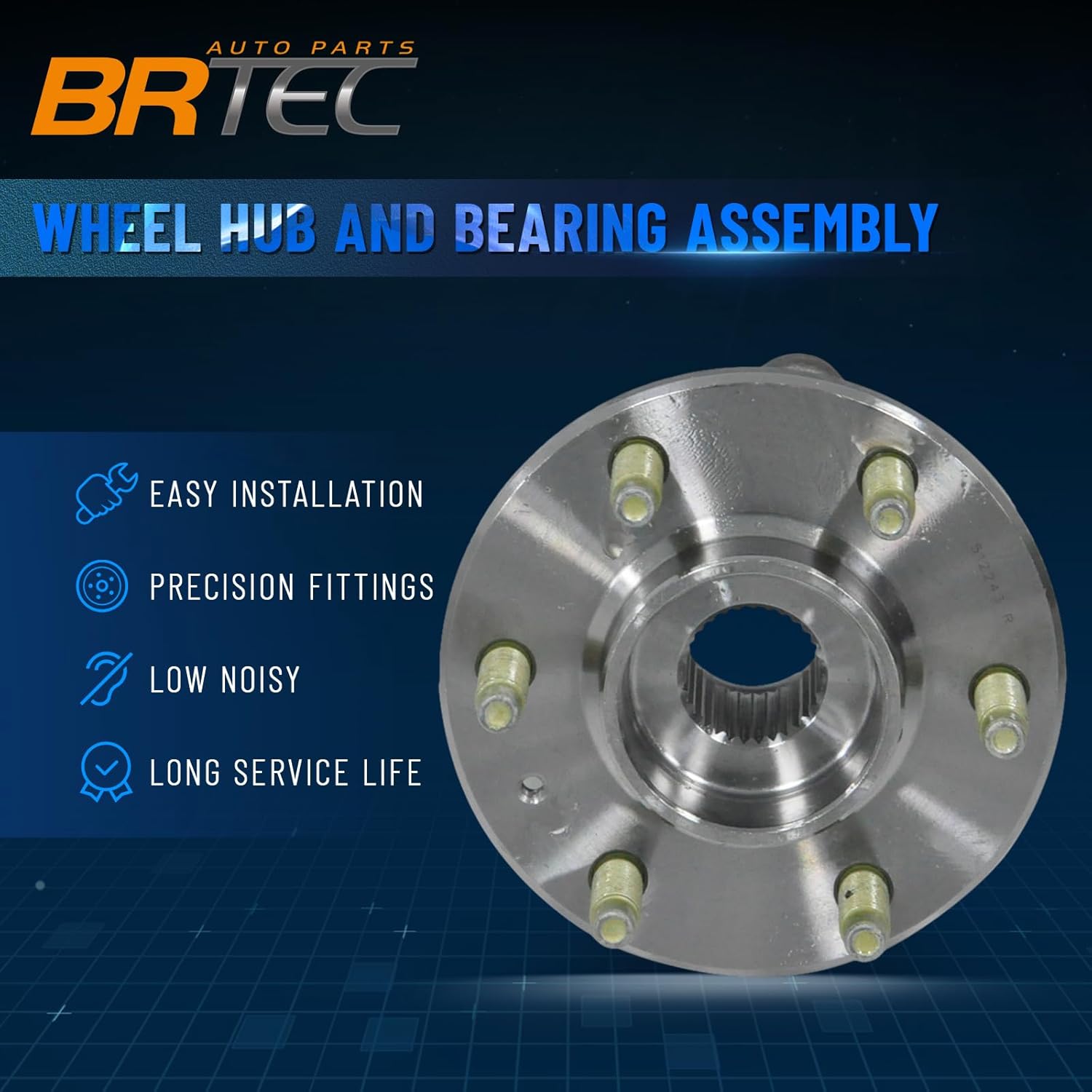 512243 Rear Left/Right Wheel Hub and Bearing Assembly for Cadillac SRX 2004-2009/STS 2005-2011/CTS 2004-2007 6 Lugs W/ABS