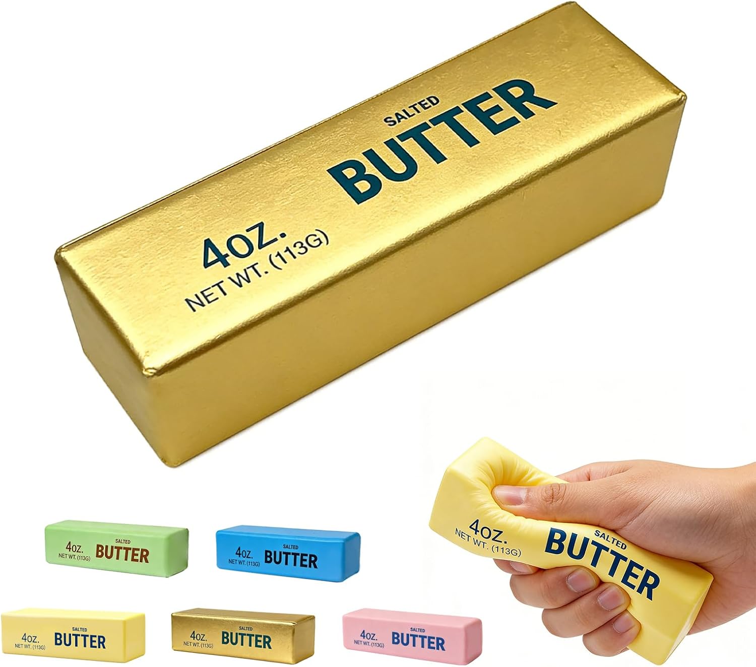 Butter Squishy, Soft Scented Fidget Squishy, Butter Squishy Toy, Cream Scented Butter Squeeze Toy，Slow Rising Butter Stick Stress Relief Toy for Relaxation,Office Desk Decor (Gold) - $14.99