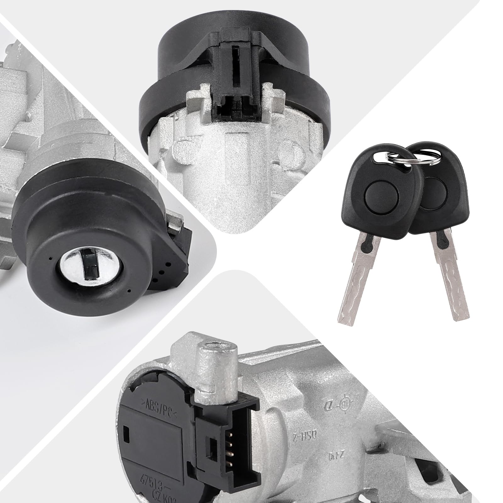 Commutateur D'allumage Avec Cylindre De Serrure - Référence 1K0905851B - Compatible Audi, VW, Seat, Skoda (A3, Golf, Leon, Octavia, Etc.)