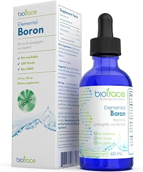 BioTrace Elemental Boron Mineral Drops Boron 3mg with Magnesium & Chloride, Supports Bone Strength, Brain Function & Hormonal Balance Ionic Liquid Minerals, 60 Servings 60 mL