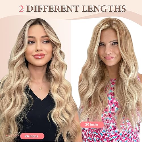 Miniatura 30 de Synthetic Clip in Hair Extensions, 6PCS Natural &Soft Hair& Blends Well Lonng Wavy Hairpieces(20inch,6pcs, Black with Brown Highlights)