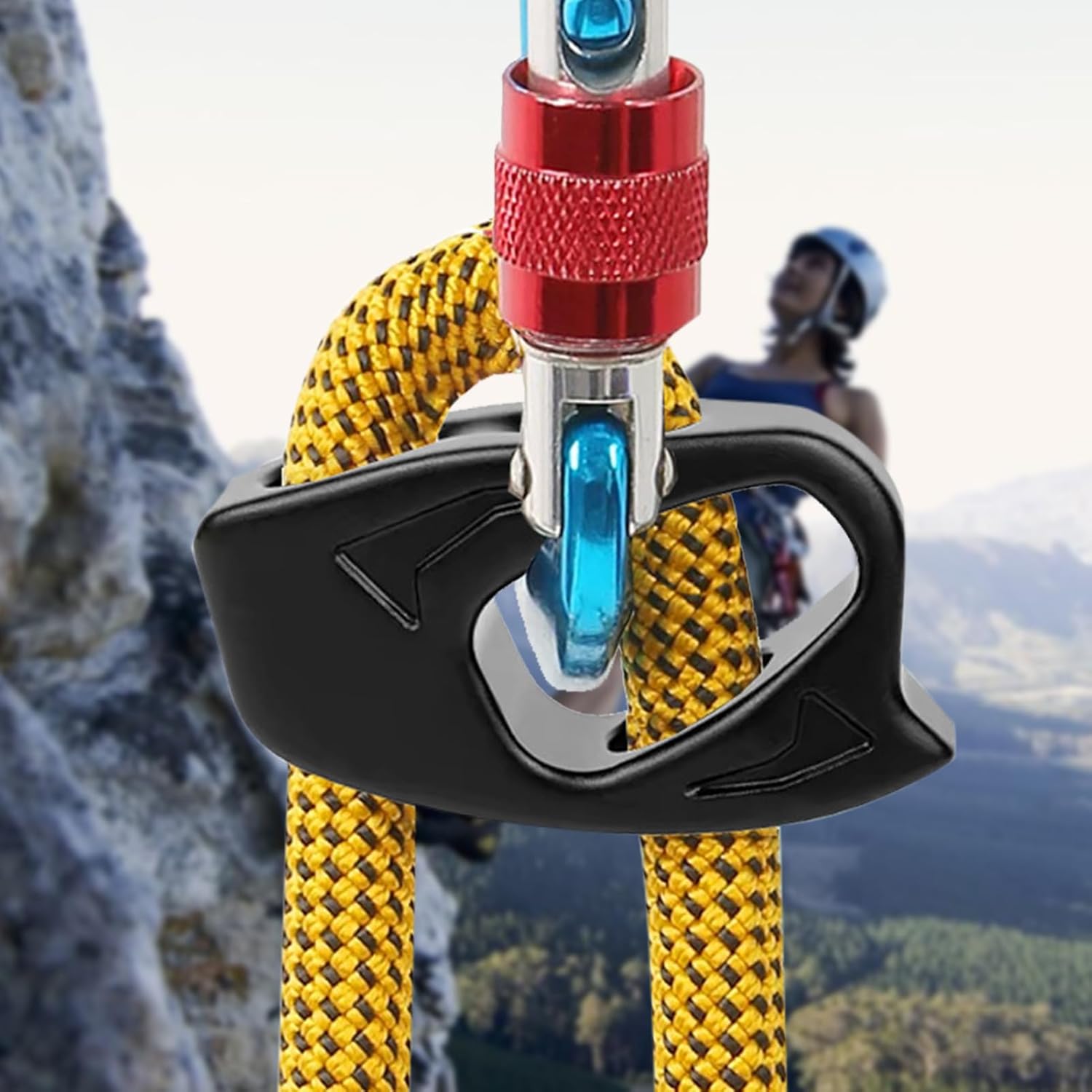 セルフブレーキデスセンダー-7x4x2cmハーネスキット、セルフブレーキ脱包、ロープコントロールギア|安定した降下速度管理、転倒予防