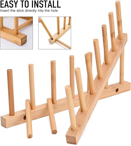 Miniatura 4 de Facmogu Soporte de almacenamiento de discos de vinilo, soporte de madera ecológico, soporte de CD de madera, apilable y moderno, soporte portátil