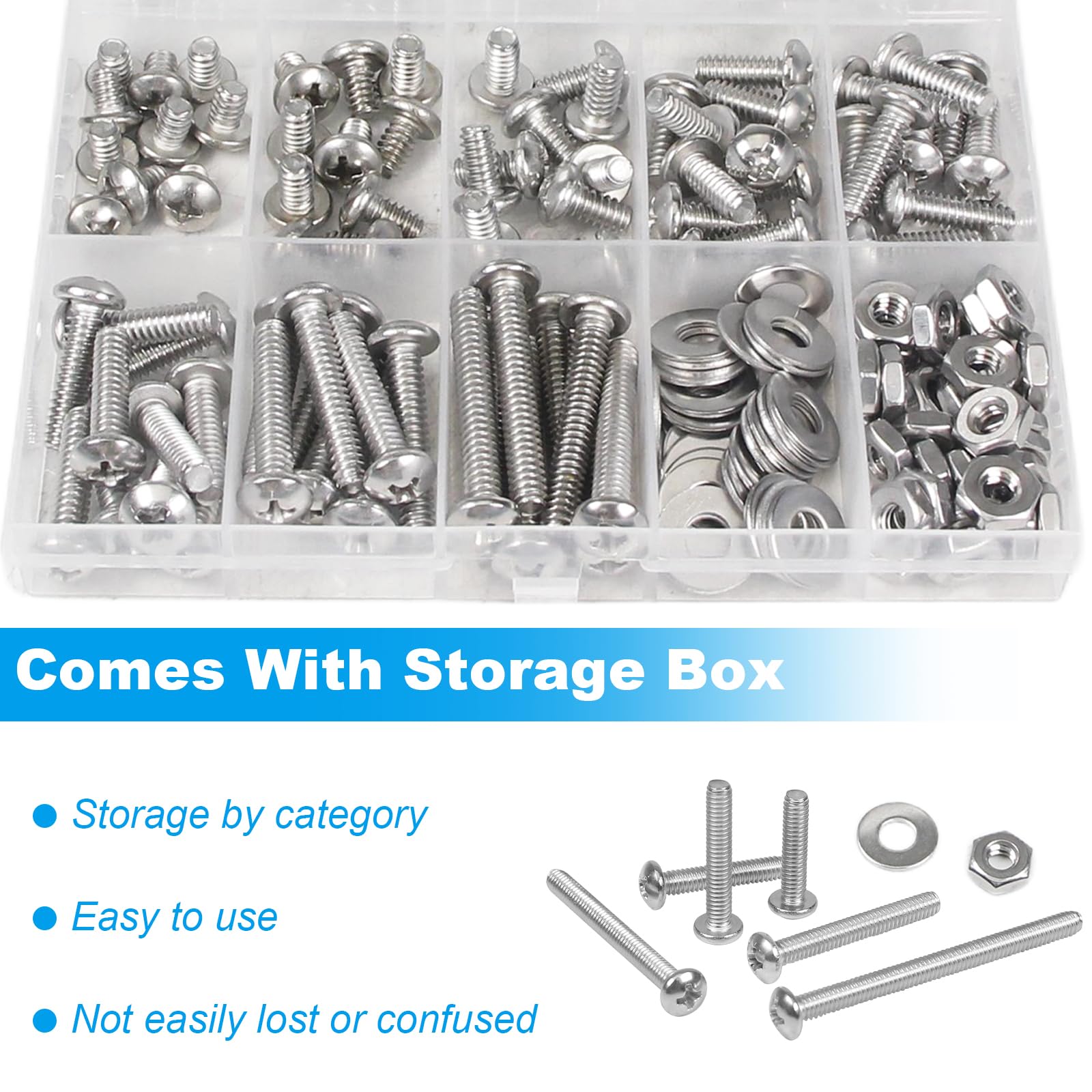 140pcs #10-24 Machine Screws, Nuts & Washers Kit -5