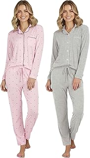 2 Pack: Women's Pajamas Set Button Down Pants Soft Matching Sleepwear (Available In Plus)