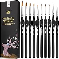 Vista 6 de Kolinsky Sable Watercolor Brushes, 10pcs Sable Detail Paint Brush Set Will Keep a Fine Tip Point and Spring for Watercolor Acrylic Gouache