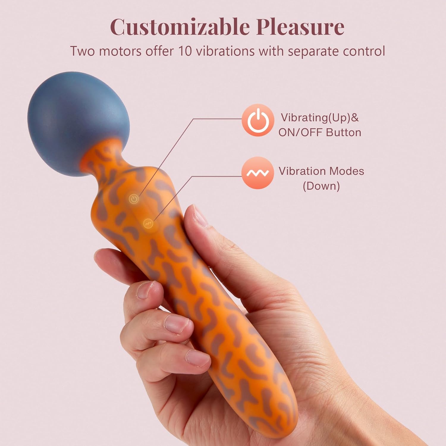 Vibrator Wand Dildo Sex Toys - 9.08" Leopard Dual-Headed Vibe for Clit，G Spot，Glans, Full-Body Pleasure Stimulator with 10 * 10 Vibration, Soft Liquid Silicone Massager Adult Toy for Women Men Couple